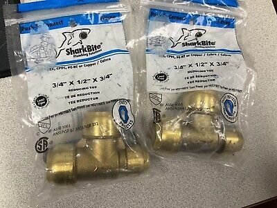 TEE PP DZR BRASS 3/4X1/2X3/4IN