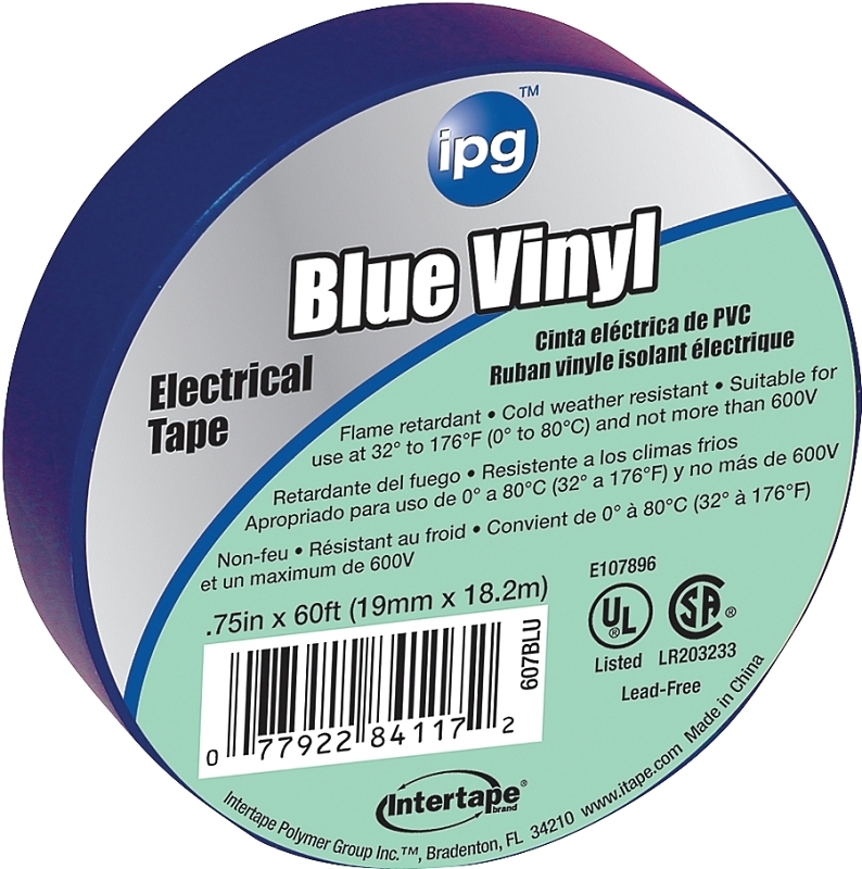 3/4X60FT BLUE VINYL ELEC TAPE 