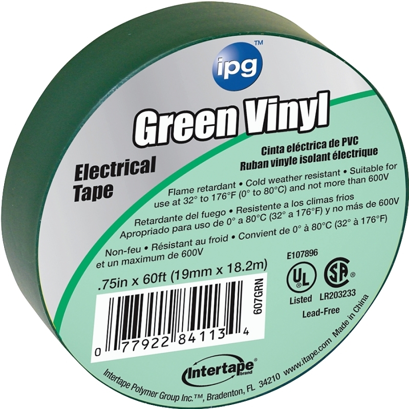 3/4X60FT GREEN VINYL ELEC TAPE