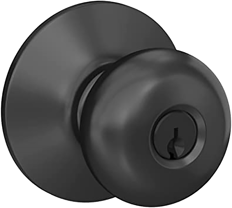 KNOB KEYED PLYMOUTH MATTE BLK 