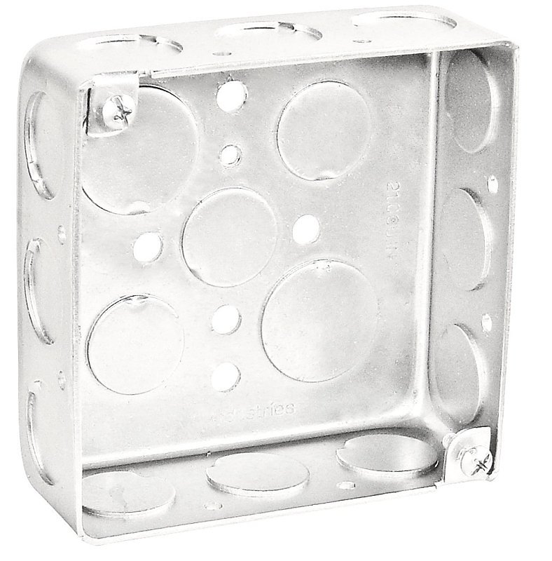 4 in. W X 1-1/2 in. D Steel Metallic Drawn Square Box with Sixteen 1/2 in. KO's (1-Pack)