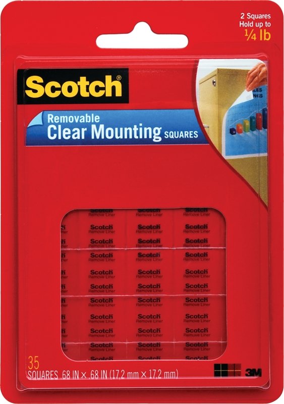 [4462719] Scotch Removable Wall Mounting Tabs, 11/16" X 11/16", Clear, Box of 35