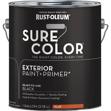 Rust-Oleum Sure Color Exterior Paint and Primer  Black  Flat  1 Gal 394669