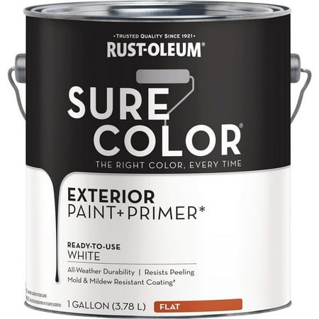 Rust-Oleum Sure Color Exterior Paint and Primer  White  Flat  1 Gal 394670