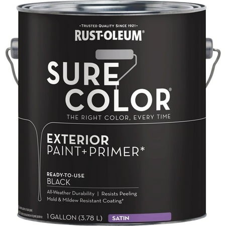 Rust-Oleum Sure Color Exterior Paint and Primer  Black  Satin  1 Gal 394677