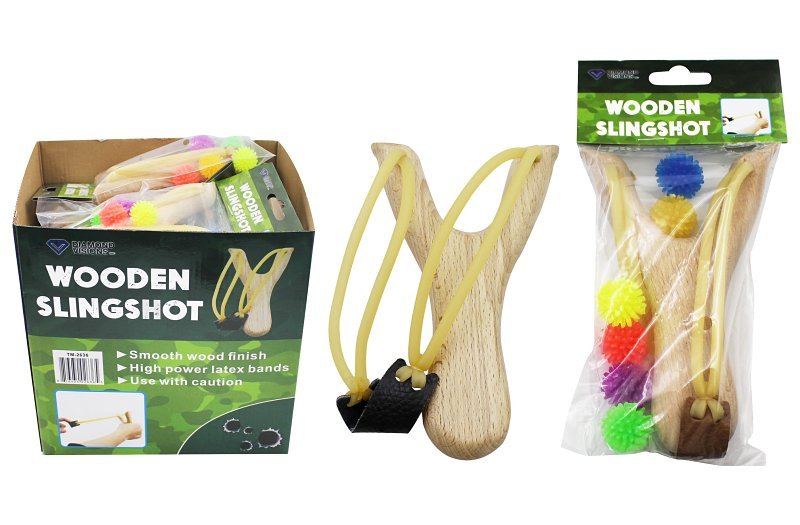 [7550189] Diamond Visions Sling Shot with Silicone Balls Wood/Silicone 1 Pack (Pack of 18)