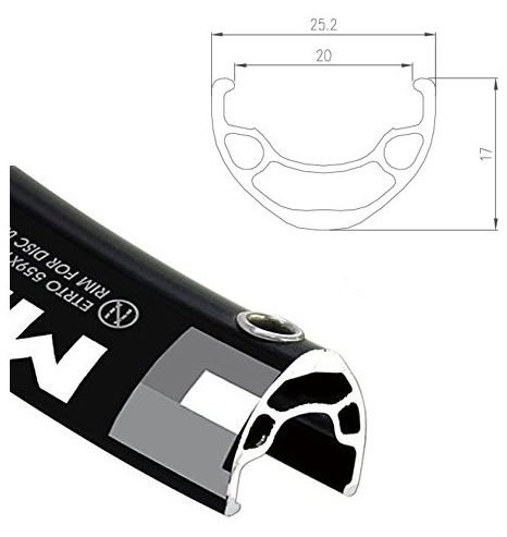 MD-19 700x20 ALLOY DISC RIM 32h P/V T/R BLK  20/25.2