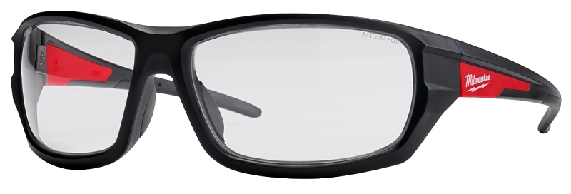 GLASSES SFTY RED/BLK FRM CLEAR