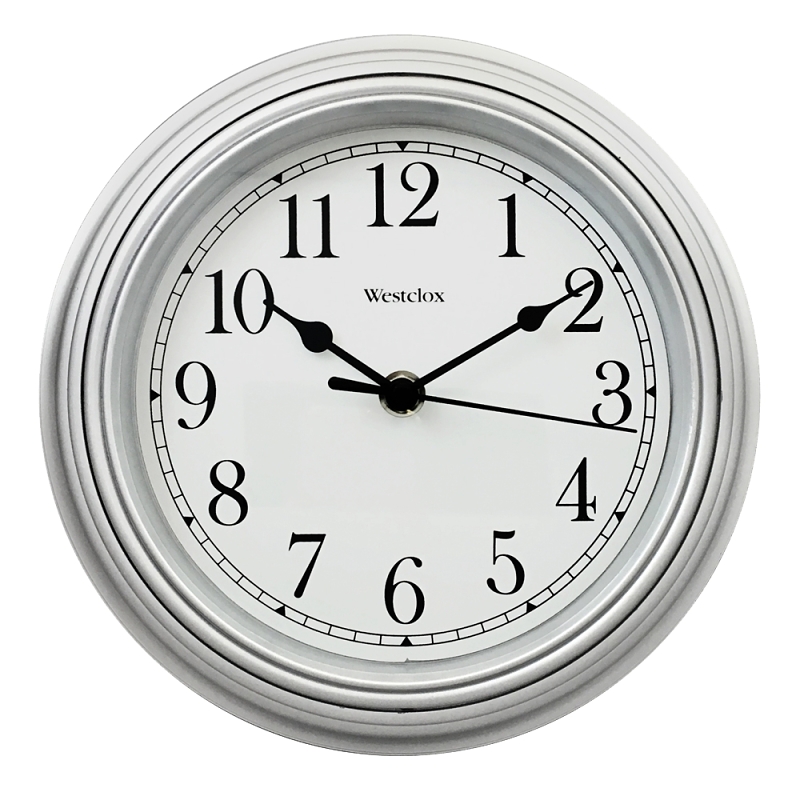 CLOCK WALL RND SILVER 8.5IN   