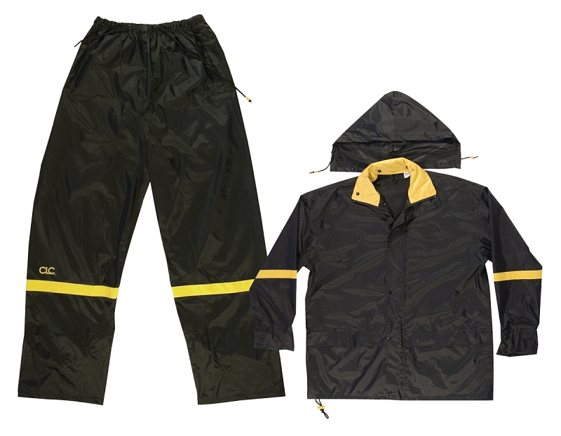 RAIN SUIT NYLON BLACK 3PC MED 