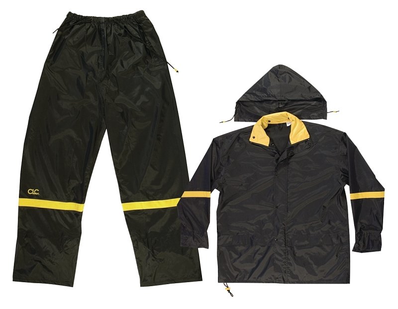 [3559002] RAIN SUIT NYLON BLACK 3PC MED 