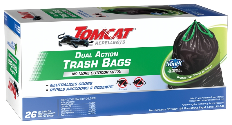 Tomcat 0492826 Trash Bag, 30 gal Capacity, Plastic, Black