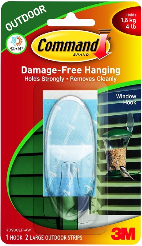 HOOK WINDOW OUTDOOR CLEAR LRG 