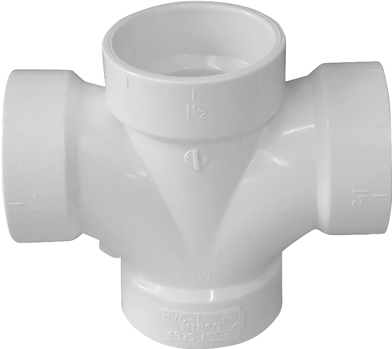 TEE DWV SANITARY DBL HUB 1-1/2