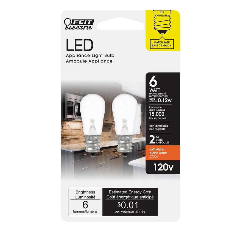 BULB LT LED S6 CLR SWHT 27K 6W