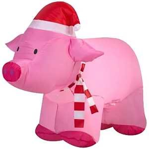 [9925959] PIG W/SANTA HAT INFLATABLE 6FT