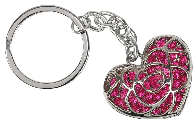 [7216674] KEYCHAIN HEART CUT OUT PINK   