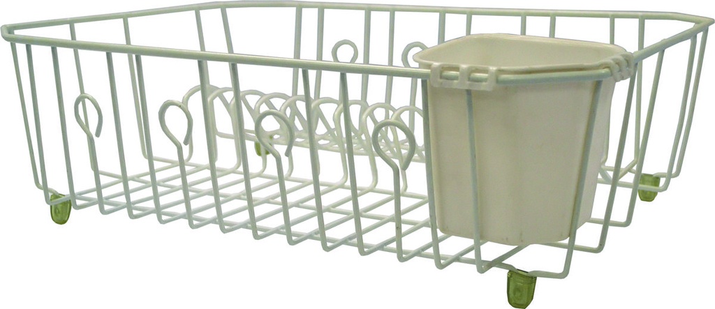 DISH DRAINER WHITE W/BSKT     