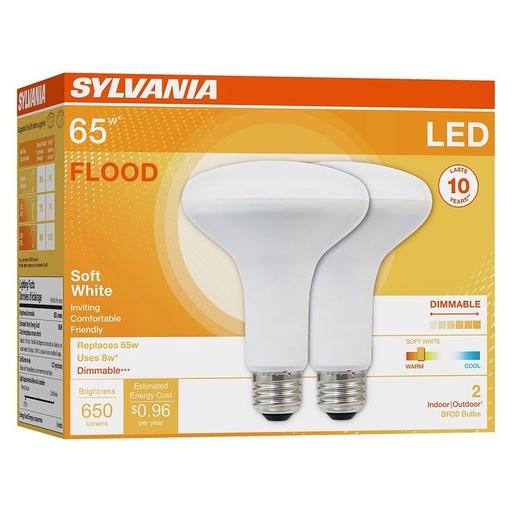 [0014555] BULB LED 10YR 65W BR30 27K 2PK
