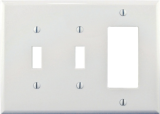 [6748404] WALLPLATE 3G 2TGL/DECR MID WHT