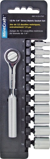 [1213743] SOCKET SET 12PC 1/4DRIVE MET  
