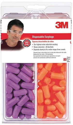 [4309944] EARPLUG DISPOSABLE ORG/PURPLE 
