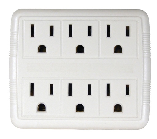 [7843006] TAP DUPLEX TO 6OUTLET GND WHT 