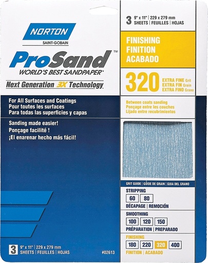 [3306594] SANDPAPER AL OXD 320GRT 9X11IN