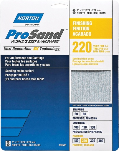 [3306602] SANDPAPER AL OXD 220GRT 9X11IN