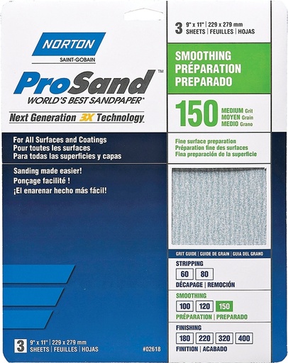 [3306628] SANDPAPER AL OXD 150GRT 9X11IN