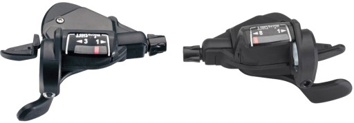 microSHIFT Mezzo Thumb-Tap Shifter Set, 8-Speed, Triple, Optical Gear Indicator, Shimano Compatible 