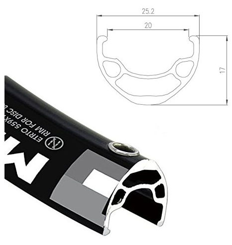 [127190] MD-19 700x20 ALLOY DISC RIM 32h P/V T/R BLK  20/25.2